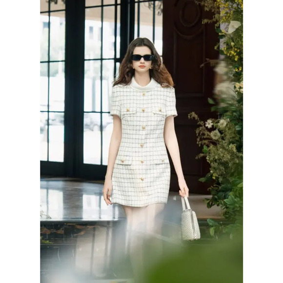 Self Portrait Check Boucle Mini Dress US 4 - Picture 4 of 11